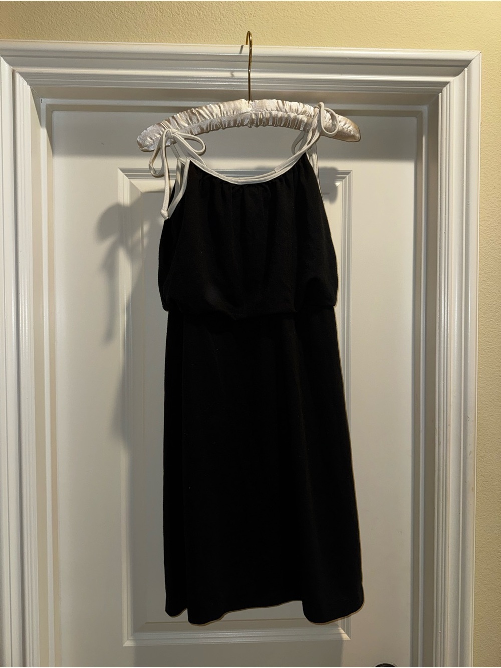 Vintage 90s Sleeveless Black Midi Dress with Tie Shoulder Detail